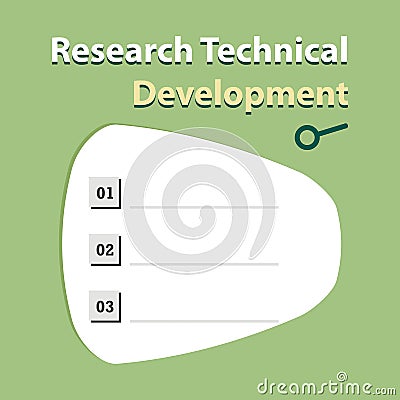 Writing note showing Research Technical Development. Some example or factor about Research Technical Development Vector Illustration